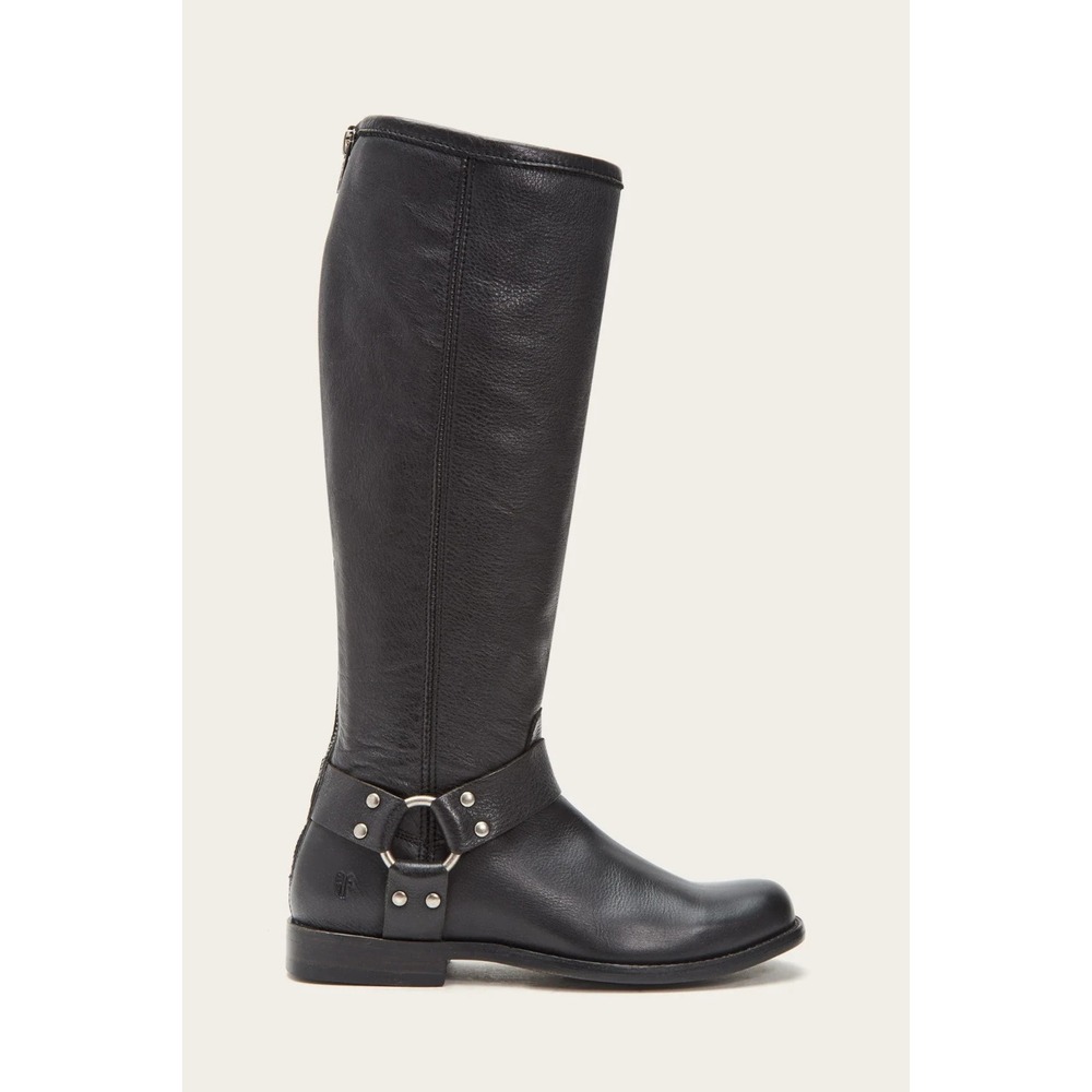 Frye Phillip Harness Boots Tall Womens Size 8.5B Black Leather Riding Moto Biker
